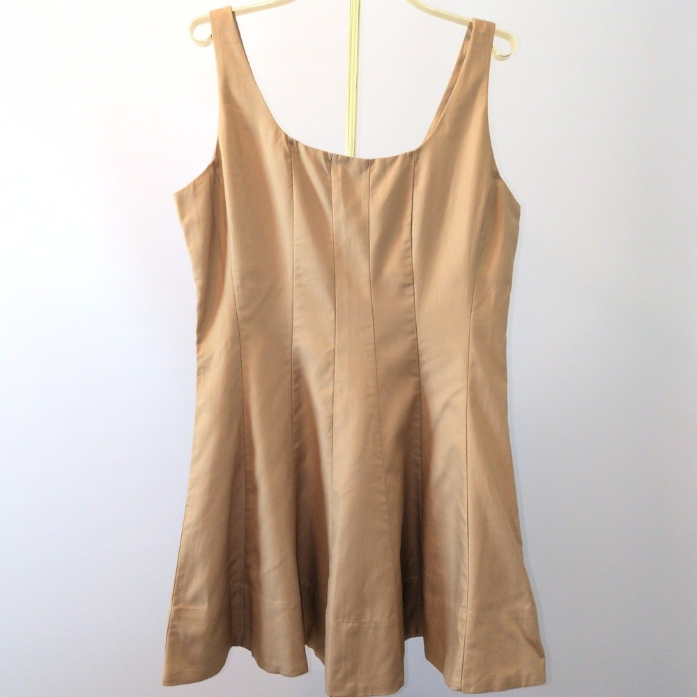 NWT Banana Republic Twill Dress Women 14 Khaki Fit Flare‎ Tailored Knee Length